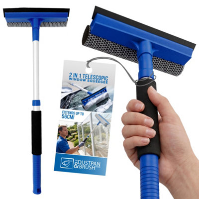 B&Q -  Telescopic 2-In-1 Window Squeegee Extendable Glass Cleaner With Sponge Scrubber