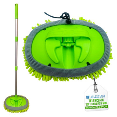 The Dustpan & Brush Store Telescopic Chenille Car Wash Mop 2-In-1 Detachable Microfibre Mitten & Long Handle Brush from B&Q