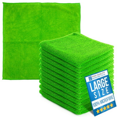 The Dustpan & Brush Store Microfibre Cleaning Cloths Green 40X40Cm (Pack Of 10) Absorbent Lint-Free Towels from B&Q