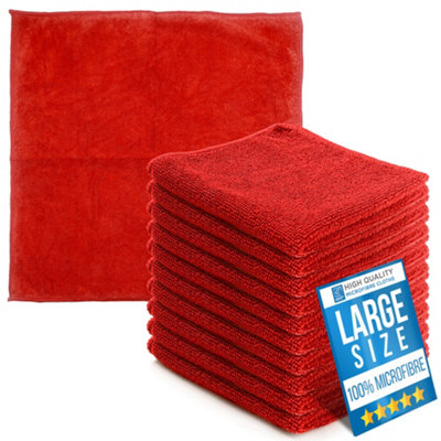The Dustpan & Brush Store Microfibre Cleaning Cloths Red 40X40Cm (Pack Of 10) Absorbent Lint-Free Towels from B&Q