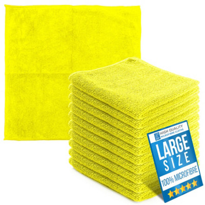 The Dustpan & Brush Store Microfibre Cleaning Cloths Yellow 40X40Cm (Pack Of 10) Absorbent Lint-Free Towels from B&Q