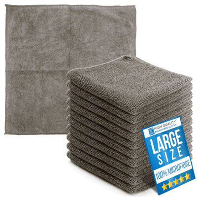 The Dustpan & Brush Store Microfibre Cleaning Cloths Grey 40X40Cm (Pack Of 10) Absorbent Lint-Free Towels from B&Q