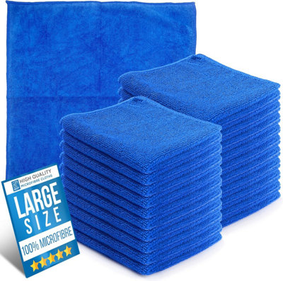 The Dustpan & Brush Store Microfibre Cleaning Cloths Blue Large 40X40Cm (Pack Of 20) Absorbent Lint-Free Towels from B&Q