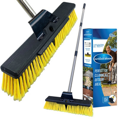 The Dustpan And Brush Store Garden Brush Sweeping Broom 16" With Metal Handle - Yellow - Image 4