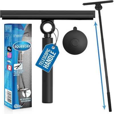 The Dustpan & Brush Store Telescopic Window & Shower Squeegee 97Cm Extendable Glass Wiper With Wall Hook from B&Q