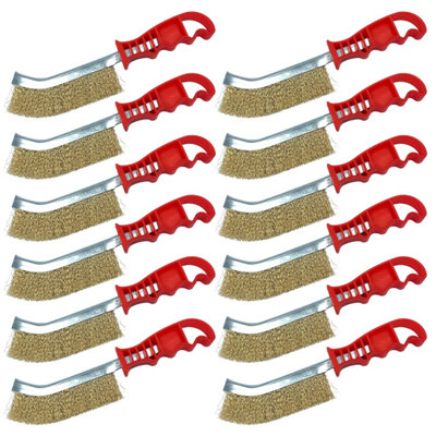 The Dustpan & Brush Store Brass Wire Brush Bulk Pack Of Wire Brushes Metal Bristles For Rust Removal - Pack Of 12