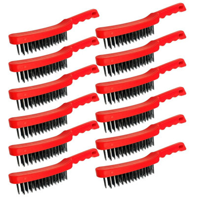 The Dustpan & Brush Store Wire Brush Bulk Pack Of Wire Brushes Steel Metal Bristles For Rust Removal - Pack Of 12