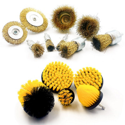 B&Q -  Wire And Plastic 14 Piece Drill Brush Attachment Set For Multipurpose Power Scrubbing And Rust Removal