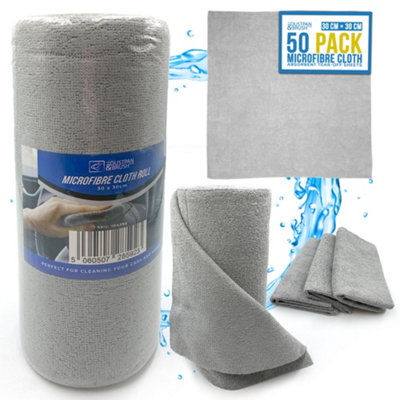B&Q -  Microfibre Cleaning Cloth Roll 30Cm X 30Cm Easy Tear-Off Lint-Free WipesPack Of 50