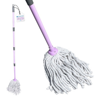 The Dustpan & Brush Store Cotton String Mop Lilac With Long Handle Ultra Absorbent Floor Cleaner from B&Q