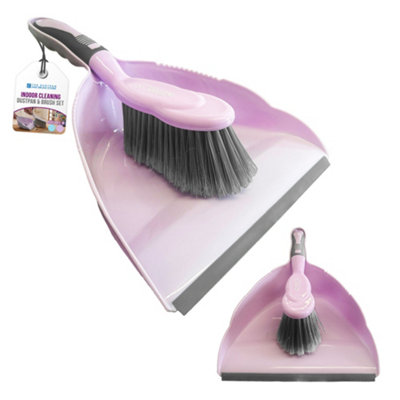 The Dustpan & Brush Store Lilac Dustpan & Brush Set Soft Bristle Hand Sweeper With Rubber Lip from B&Q