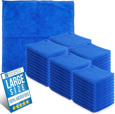 The Dustpan & Brush Store Microfibre Cleaning Cloths Blue Large 40X40Cm (Pack Of 50) Absorbent Lint-Free Towels from B&Q