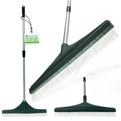 B&Q -  Telescopic Artificial Grass Brush With Stainless Steel Handle Turf Rake And Garden Broom For Fake Lawns