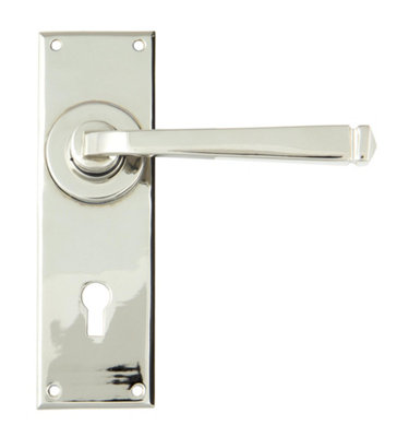 From The Anvil Polished Nickel Avon Lever Lock Set from B&Q