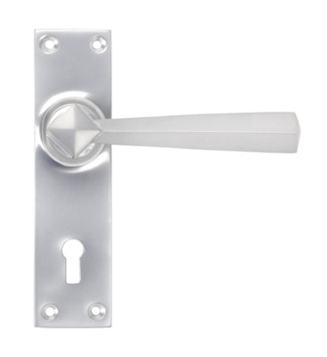 From The Anvil Blue Satin Chrome Straight Lever Lock Set Size 5