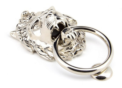 From The Anvil Polished Nickel Lion Head Door Knocker from B&Q