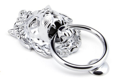 Regency Lions Head Door Knocker - Polished Chrome - Image 4