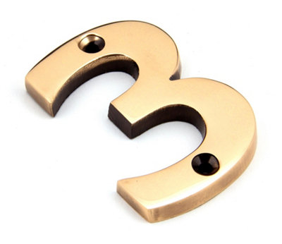 From The Anvil Polished Bronze Numeral 3 from B&Q