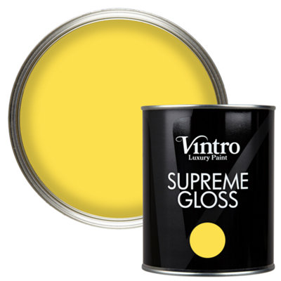 B&Q -  Highlighter Yellow Gloss Paint 1L WallsCeilingsMetal & Wood (Yellow Maiden)