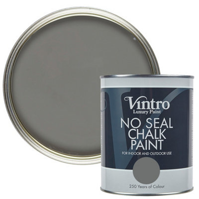 Vintro No Seal Chalk Paint Dark Grey Interior & Exterior For Furniture Walls Wood Metal 1 Litre (Cloudburst) from B&Q