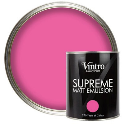 Vintro Luxury Matt Emulsion Hot Pink Smooth Chalky FinishMulti Surface PaintWallsCeilingsWoodMetal 1L (Belladonna) from B&Q