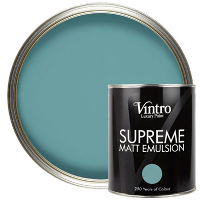 Vintro Luxury Matt Emulsion Blue Smooth Chalky FinishMulti Surface PaintWallsCeilingsWoodMetal1L (Casper) from B&Q