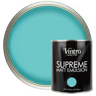 Vintro Luxury Matt Emulsion Turquoise Smooth Chalky FinishMulti Surface PaintWallsCeilingsWoodMetal1L (Christabelle) from B&Q