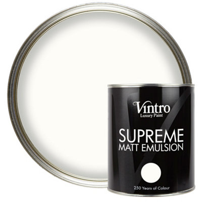 Vintro Luxury Matt Emulsion White Hint Of GreySmooth Chalky FinishMulti Surface Paint For WallsCeilingsWoodMetal1L from B&Q