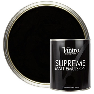 Vintro Luxury Matt Emulsion Black Smooth Chalky FinishMulti Surface PaintWallsCeilingsWoodMetal1L (Victorian Black) from B&Q