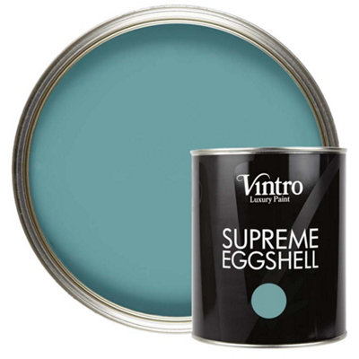 Vintro Paint | Blue Eggshell Paint | for Walls | Wood | Trim | Satin Furniture Paint | Interior & Exterior Use. 1 Litre (Casper - Blue) - Image 4