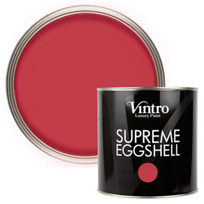 Vintro Paint Poppy Eggshell Paint 2.5L - Red - Satin Finish - Image 3