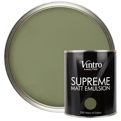 Vintro Luxury Matt Emulsion Olive Green Smooth FinishMulti Surface PaintWallsCeilingsWoodMetal1L (Chiffchaff Green) from B&Q