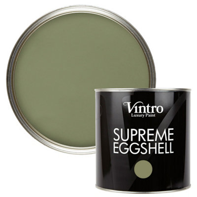 Vintro Paint | Eggshell Paint | for Walls | Wood | Trim | Satin Furniture Paint | Interior & Exterior Use. (Olive Green - ChiffChaff Green, 2.5 Litres) - Image 4