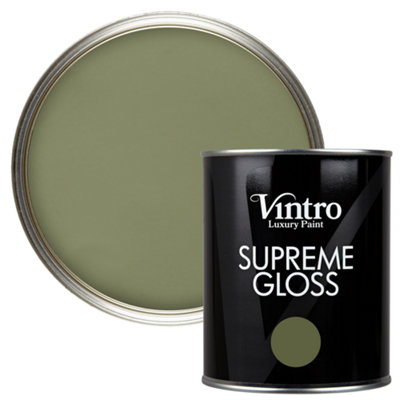 B&Q -  Olive Green Gloss 1L WallsCeilingsMetal & Wood (Chiffchaff Green)