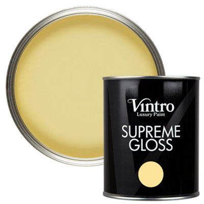 B&Q -  Pale Yellow Gloss 1L WallsCeilingsMetal & Wood (Xanthe)