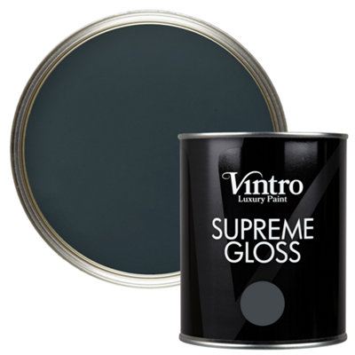 B&Q -  Dark Grey Gloss 1L WallsCeilingsMetal & Wood (Lowry Grey)