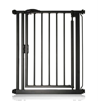 B&Q Black Safetots Pressure Fit Self Closing Stair Gate, Narrow, - 75Cm, Matt Auto Closing Baby Gate, Safety Barrier 68.5Cm