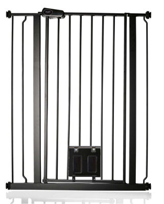 Bettacare Pet Gate With Lockable Cat Flap, 81.4Cm - 89Cm, 104Cm In Height Black