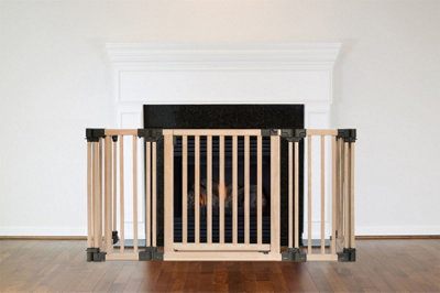 Safetots Wooden Multi Panel Fire Surround, Deep X 120Cm Wide, Natural Wood, 76Cm Tall, Baby And Toddler Fire Guard 48Cm