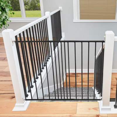 Safetots Black Top Of The Stairs Screw Fitted Stair Gate, Metal, - 106.8Cm, Metal Baby Gate, Safety Barrier 62.5Cm