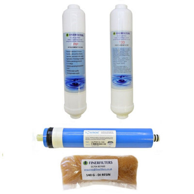 Finerfilters 4 Stage Compact 100 Gpd Aquarium Reverse Osmosis Replacement Water Filters & 180G Di Resin from B&Q