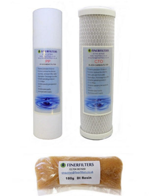 Finerfilters 4 Stage 10" Drop In Ro Replacement Water Filters & 180G Di Resin For Aquarium Reverse Osmosis Systems from B&Q