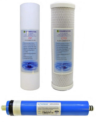 3 Stage 50 Gpd Aquarium Reverse Osmosis 10" Drop In Replacement Water Filter Pack (Pp & Cto) By Finerfilters from B&Q