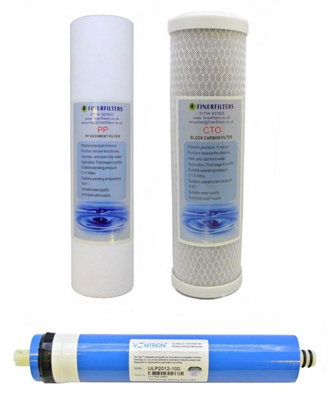 3 Stage 100 Gpd Aquarium Reverse Osmosis 10" Drop In Replacement Water Filter Pack (Pp & Cto) By Finerfilters from B&Q