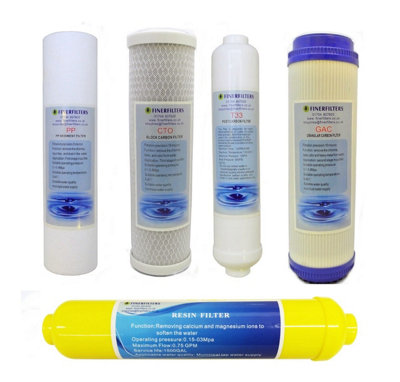 6 Stage Reverse Osmosis 10" Replacement Filter Pack With Inline Di Resin Post Filter By Finerfilters from B&Q