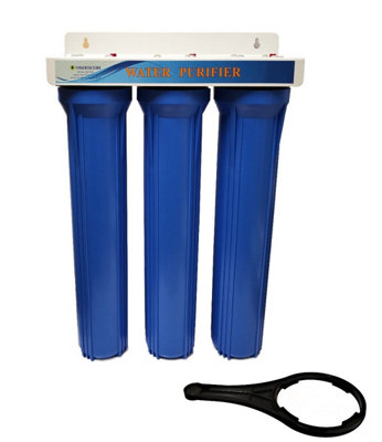 Finerfilters 20" Standard Dechlorinator Triple Water Filter Housing With Pp + Gac + Cto With Hozelock Type Connections from B&Q
