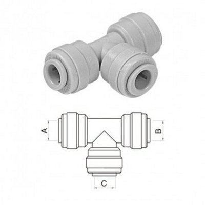 Equal Tee Connector1/4" Pushfit X 1/4" PushfitDmfit Atu0404 from B&Q