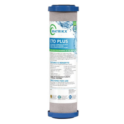 Matrikx Cto Plus Chloramine Reduction Catalytic Carbon Block Water Filter10" X 2.5"1 MicronModel No. 01-250-10 from B&Q