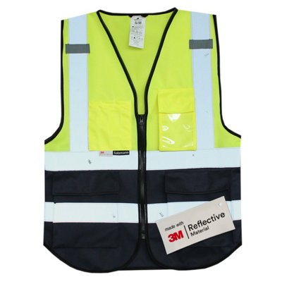  - Salzmann Safety VestMade With 3M Reflective MaterialHi-Vis Vest With Zip & Multiple PocketsYellow/navy