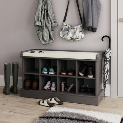 B&Q Grey Gfw Kempton Open Shoe Bench